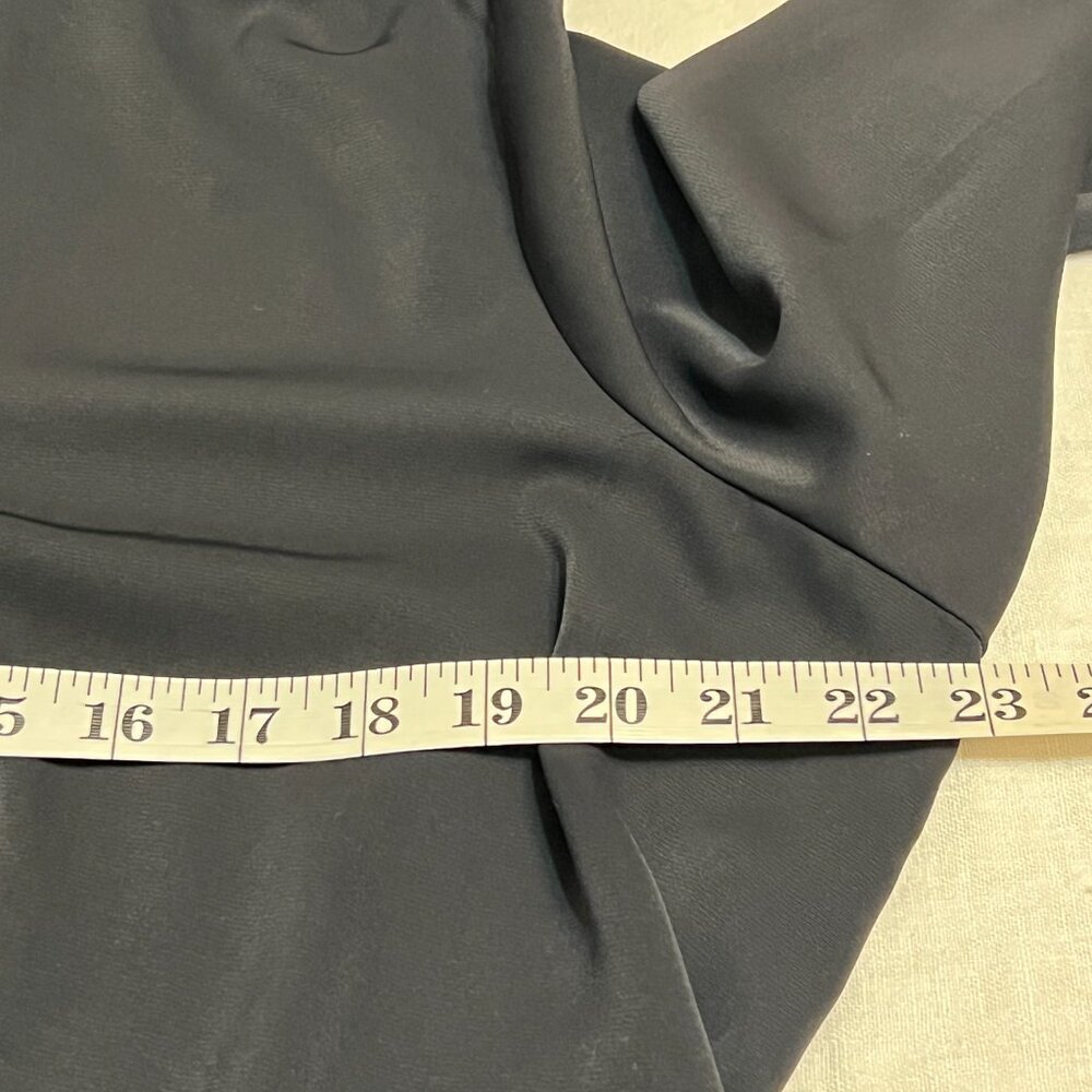 Abercrombie & Fitch Black Satin Knot‐Front Shirt Dress L | Long Sleeve Collared - Picture 6 of 10